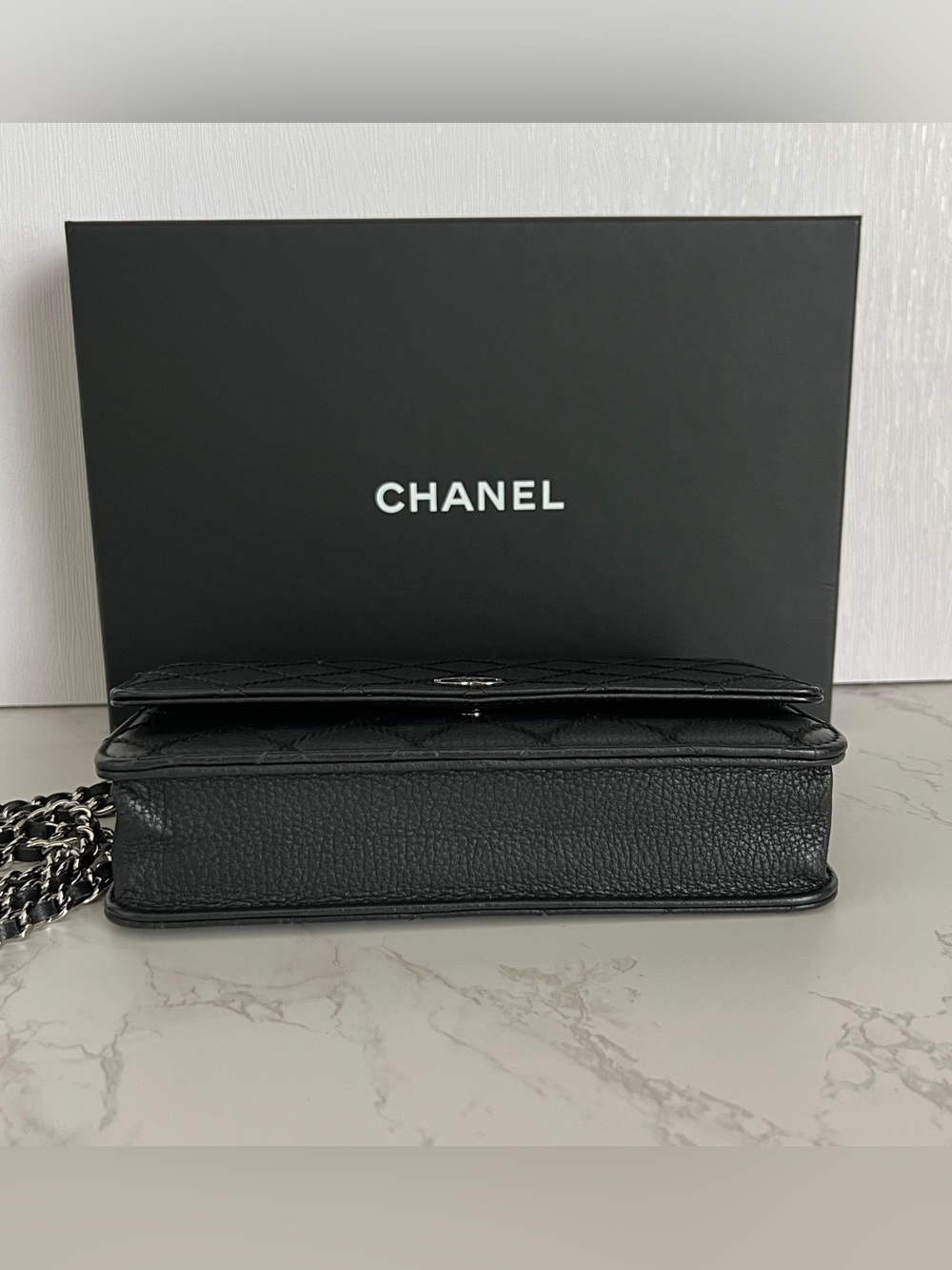 Chanel Whipstitch Wallet on Chain WOC in Black Calfskin and Silver Tone Hardware - Picture 9 of 16